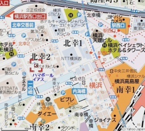 <font color="669966"><center>横浜駅西口周辺の地図</center><center>画像をクリックすると</center><center>Googleマップが表示されます</center></font>